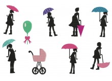 Stickserie - MAMI im Regen BUNT